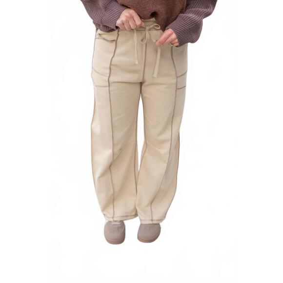 &MERCI Pants - NEW &MERCI women's trim baggy sweatpants in khaki brown